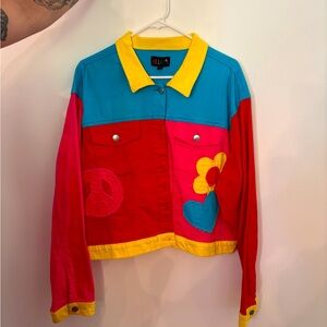 Dolls Kill Deliahs collab cropped rainbow jacket